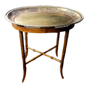 Late 20th Century Hollywood Regency Maitland Smith Diminutive Faux Bamboo Brass Tray Table