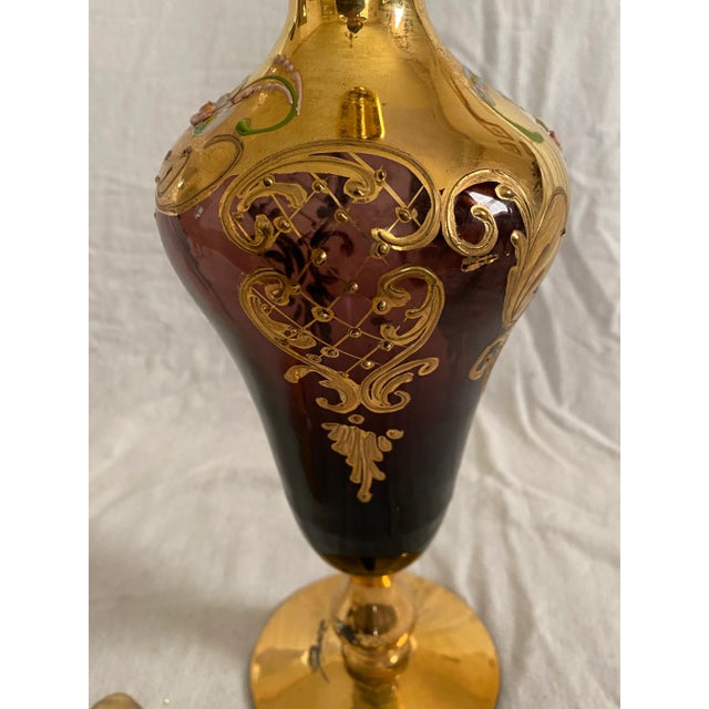 Mid-Century Modern Vintage Mid-Century Bohemian Glass Cordial Set- 7 Pieces For Sale - Image 3 of 11