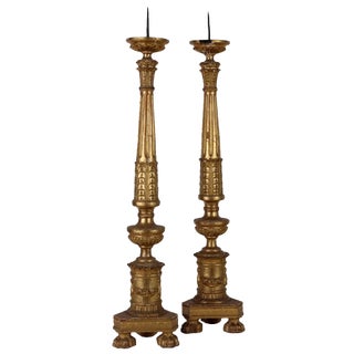 Empire Torchers in Carved and Gilded Wood For Sale