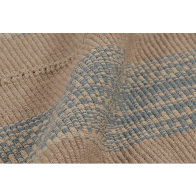 Textile Rug & Kilim’s Contemporary Kilim, Beige and Blue Textural Stripes For Sale - Image 7 of 10
