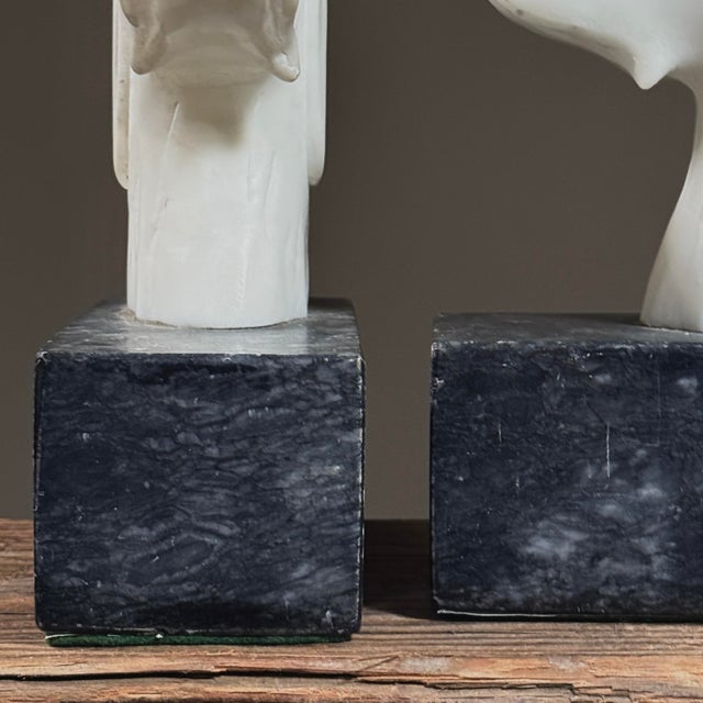 Vintage Italian Hand Carved Alabaster Dog Bookends (Pair) For Sale - Image 12 of 12