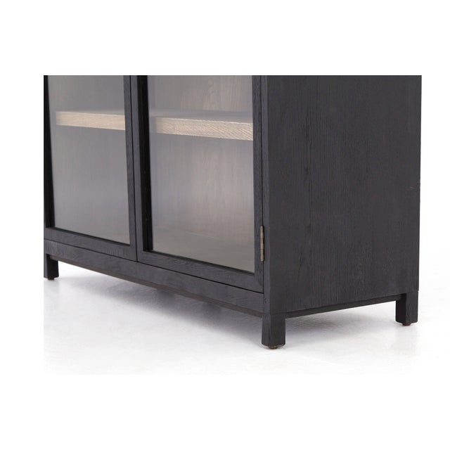 Modern Four Hands - Black Stained Oak Glass Cabinet, Attributed For Sale - Image 3 of 3