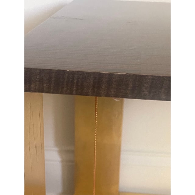 Ornamental & Decorative Materials Theodore Alexander Metallic Signature Side Table Gold Leaf Platinum Sycamore Bunching For Sale - Image 7 of 12