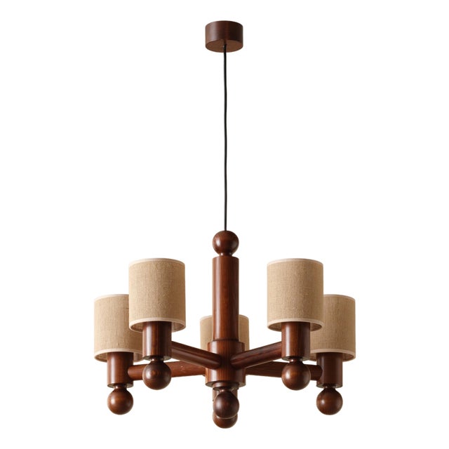 Chandelier attributed to Uno & Östen Kristiansson for Luxus, 1970s For Sale