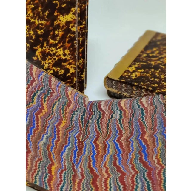 Early 19th Century Circa 1818 Antiquarian French Leather Books- Set of 5 For Sale - Image 5 of 12