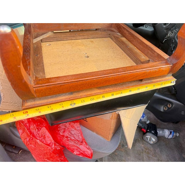 Vintage Chinoiserie Style Vinyl Faux Leather Footstool For Sale - Image 4 of 11