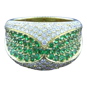 Tsavorite Garnet Diamond 18k Yellow Gold Ring, Size 7