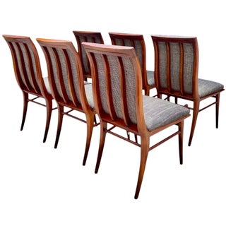 Vintage Mid-Century Sculptural Walnut Dining Chairs With Sabre Legs, Set of 6 For Sale