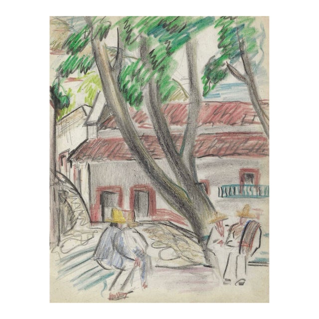 1940s Grace Spongbeg Taxco Mexico Drawing For Sale