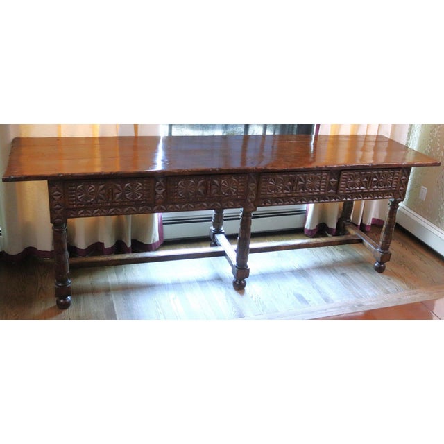 108-Inch Spanish Baroque Hand-Carved Walnut Console Table - 9-Foot Grand Hacienda Refectory For Sale - Image 9 of 18