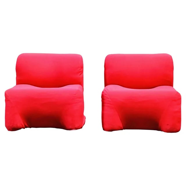 Red Set of Red Lounge Chairs Mod. Bubble by Carlo Bartoli for Rossi Dalbizzate, 1970s For Sale - Image 8 of 8