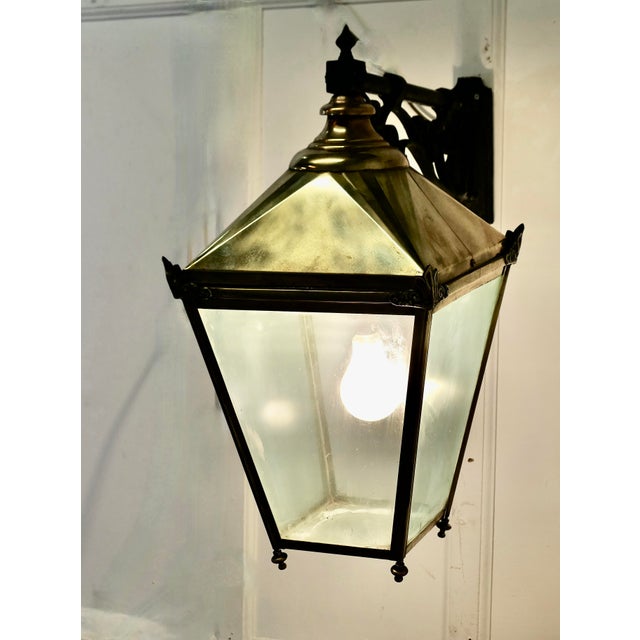 Metal Large Brass Wall Hung Lantern, 1950s For Sale - Image 7 of 7