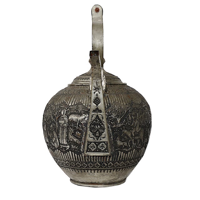 Large Copper Tea Pot with Engraving, 1940s For Sale - Image 6 of 18