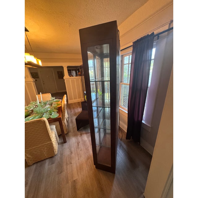 1960s Attributed to Henredon Campaign Style Lighted Display Cabinets (2) For Sale - Image 10 of 11