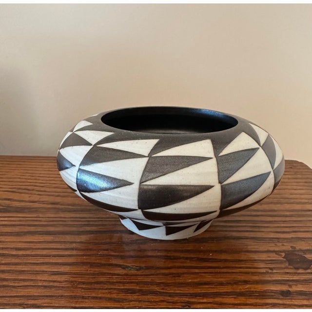 Mid-Century Modern Mid Century Geometric Signed Studio Pottery For Sale - Image 3 of 4