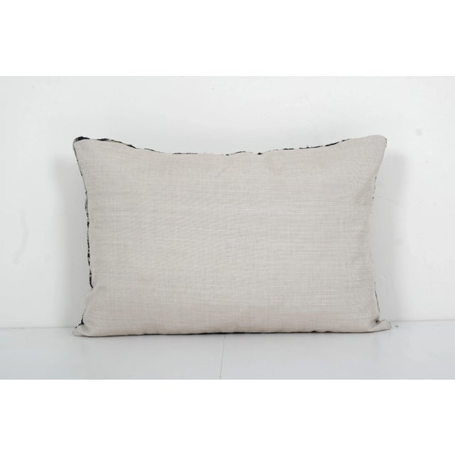 Early 21st Century Boho Chic Black Silk Velvet Ikat Pillow Cover For Sale - Image 5 of 6