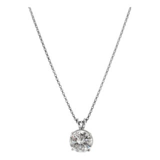 Unisex 14k White Gold Gia 2.28ct K Vvs2 Round Diamond Solitaire Pendant Necklace For Sale
