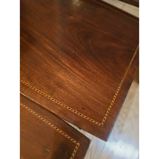 Victorian Antique Victorian/Regency Mahogany Nesting Tables With Inlay - Set of 3 For Sale - Image 3 of 8