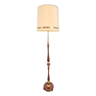 Vintage Scandinavian Floor Lamp in Teak and Brass, 1960s For Sale