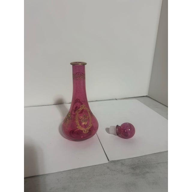 Italian or Bohemian Cranberry Glass Perfume Bottle For Sale - Image 4 of 6