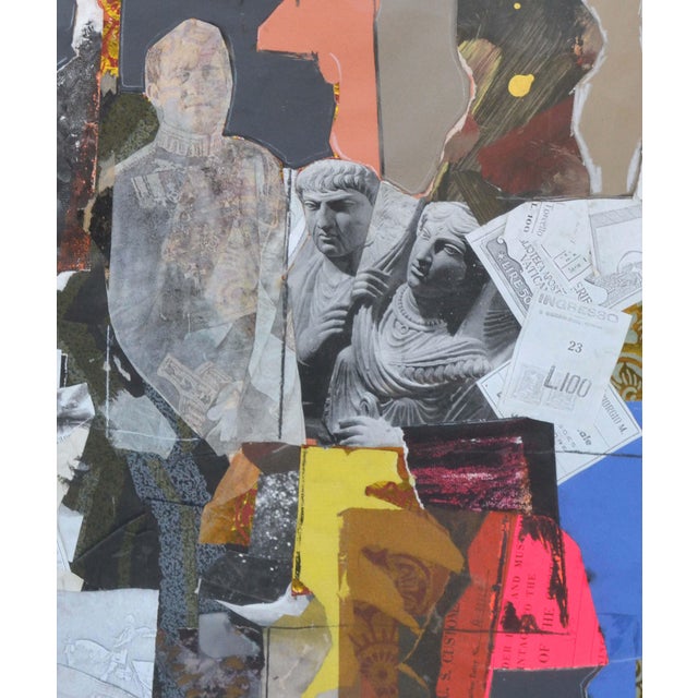 "Antica Roma" - Mid-Century Abstract Collage with Figures Stunning mid-century mixed media collage of Roman travel items...