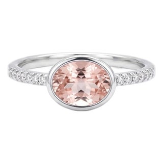 Natural Morganite Engagement Wedding Ring, Pink Peach Gemstone Ring Us 7 For Sale