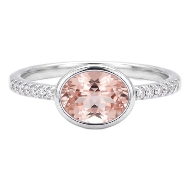 Natural Morganite Engagement Wedding Ring, Pink Peach Gemstone Ring Us 7 For Sale