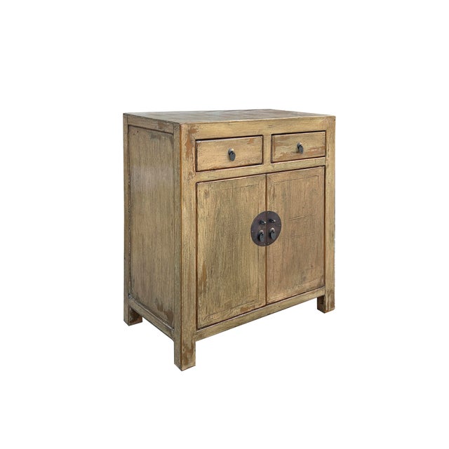 Add a touch of whimsical charm to your space with this Distressed mustard yellow Color 2 Drawers Doors Moon Face End Table...