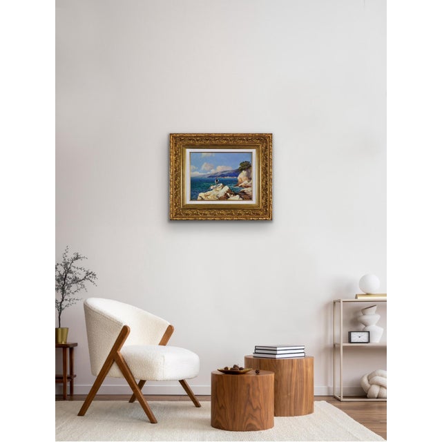 Gustave Vidal, Fishermen on the Rocks, 1930s, Oil Painting, Framed For Sale - Image 10 of 18
