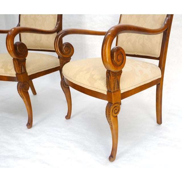 Pair of Regency Style Carved Open Arm Fireside Lounge Chairs For Sale - Image 11 of 12