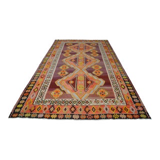 1960s Vintage Handmade Turkish Kilim Rug - 8′ X 14′4″ For Sale