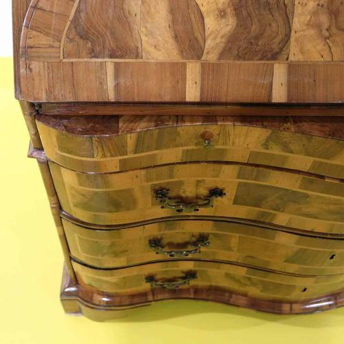 Inlaid Wooden Writing Desk with Four Drawers and Internal Compartments