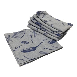 Mid-Century French Kitchen Motif Cotton Dinner Napkins - Set of 6 For Sale