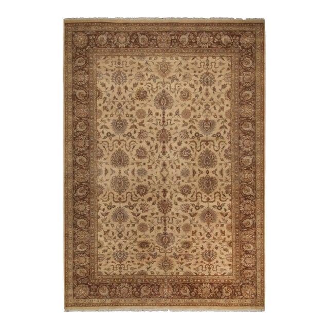 Rug & Kilim’s Persian Style Rug in Beige-Brown and Gold Floral Pattern For Sale