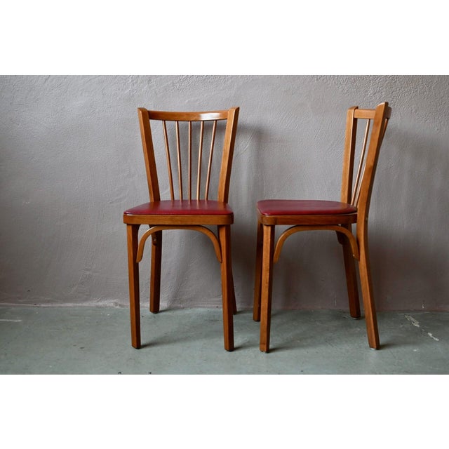 Vintage Bistro Chairs with Spindles and Imitation Leather Seats from Baumann, 1980s, Set of 2 For Sale - Image 3 of 14