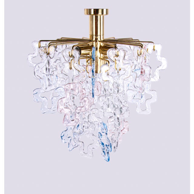 1960s Murano Glass Flush Mount in Glass and Brass from Kalmar, 1960s For Sale - Image 5 of 16