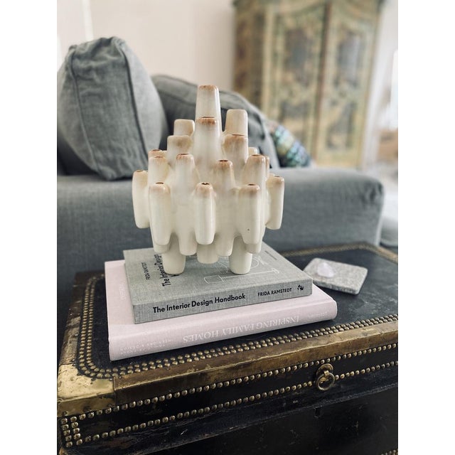 Coral-Shaped Italian Sculptural Beige Ceramic Vase attributed to Bertoncello, 1960s For Sale - Image 15 of 18