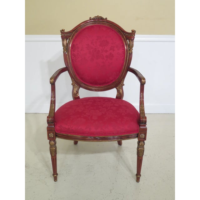 Approx. 5 Years Old JI-33764 Fine Carved Details High Quality Construction Large Impressive Chairs Gold Highlights On...