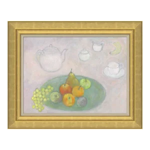 "Green Plate With Fruit and Tea" Original Oil Painting by John Alexander Steele