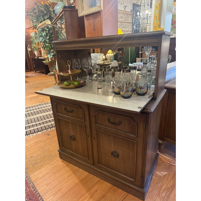 Vintage Bar Cabinet With Mirrored Back and Formica Bar Top For Sale In Philadelphia - Image 6 of 12