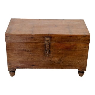 Vintage Indian Wooden Trunk For Sale