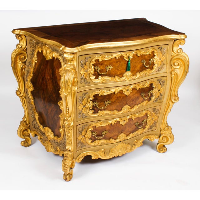 Antique Venetian Walnut and Giltwood Commodes, 1890s, Set of 2 For Sale - Image 3 of 18