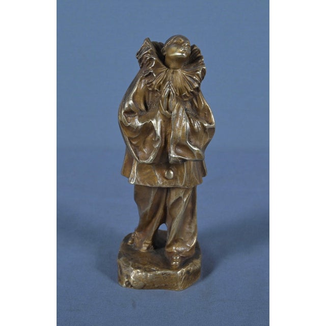 Small Bronze Pierrot Figure by L. Alliot, Early 20th Century, in Good conditions. Designed 1890 to 1919 This piece has an...