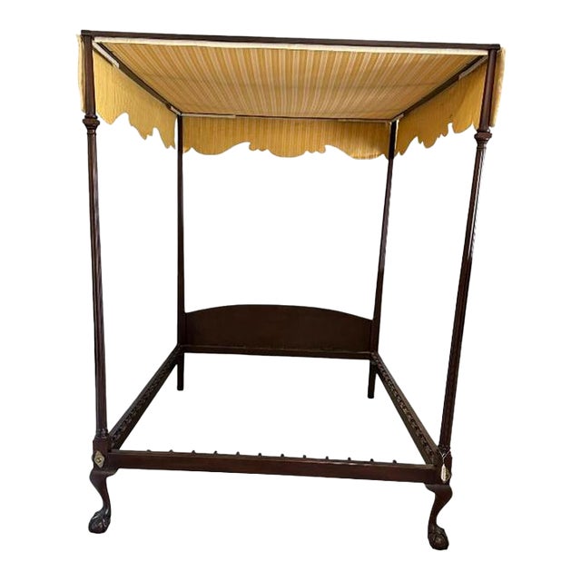 Late 20th Century Kittinger Cw-139 Colonial Williamsburg Mahogany Claw & Ball Canopy Bed For Sale