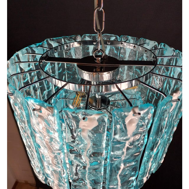 Metal Vintage Art Deco Chandelier in Colored Murano Glass, Italy, 1975 For Sale - Image 7 of 9