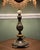 Metal Vintage Victorian Revival Table Lamp Heavy Brass Stone Base Amber Fringe Shade For Sale - Image 7 of 16