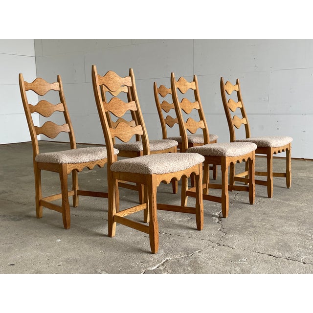 Danish Brutalist Oak Dining Chairs by Henning Kjærnulf for EG Møbler, 1960s, Set of 6 For Sale - Image 9 of 10