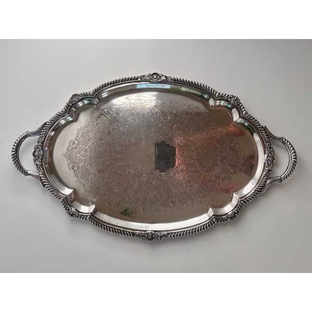 1950s Gorham "Shell & Gadroon" Silverplate 6-Piece Tea & Coffee Service With Footed Tray For Sale - Image 5 of 14