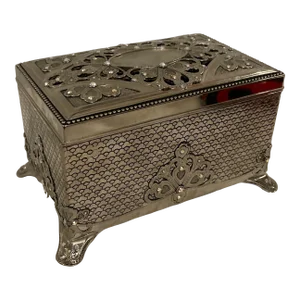 Swarovski Crystal Jeweled Silver-Plated Musical Jewelry Box