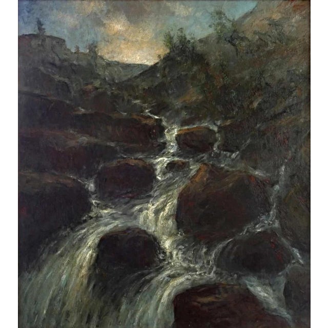 Unknown Artist, Waterfall Painting, Oil on Canvas, 19th Century For Sale - Image 6 of 6
